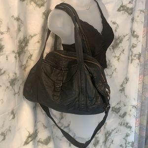 🎒 Black & Gold Divided Barrel Shouler Bag with Perforation Detail